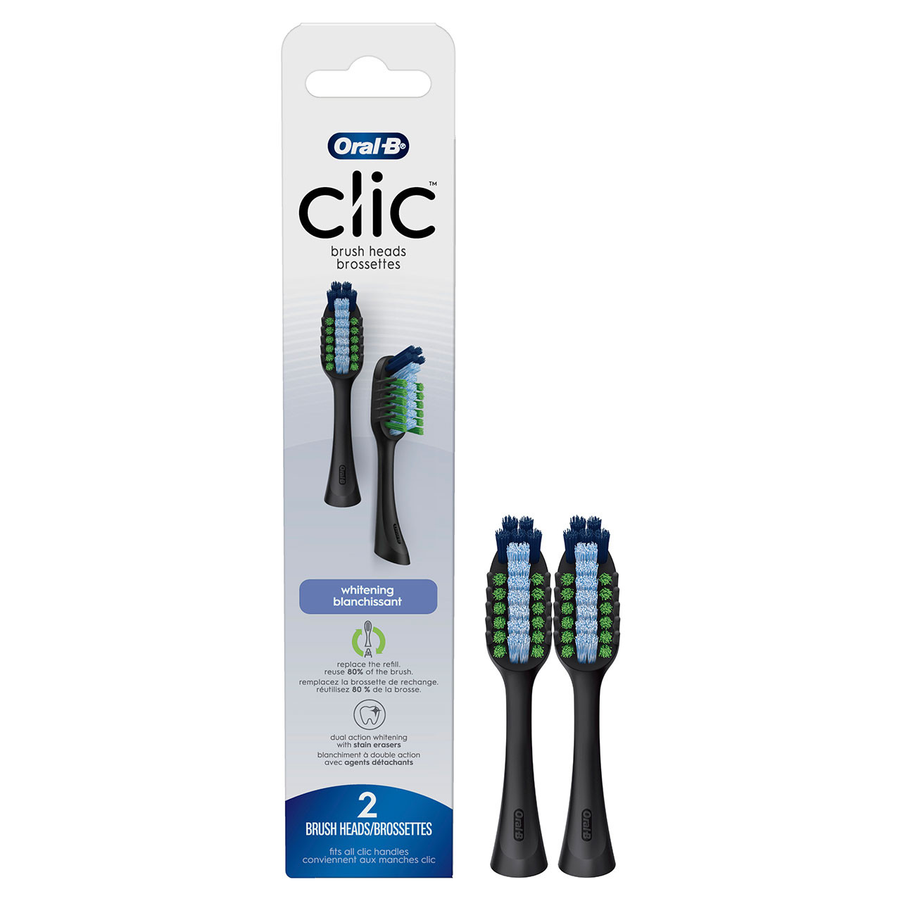 Oral-B Clic Toothbrush Whitening Replacement Brush Heads Accessoires Zwart | BE_OB30768