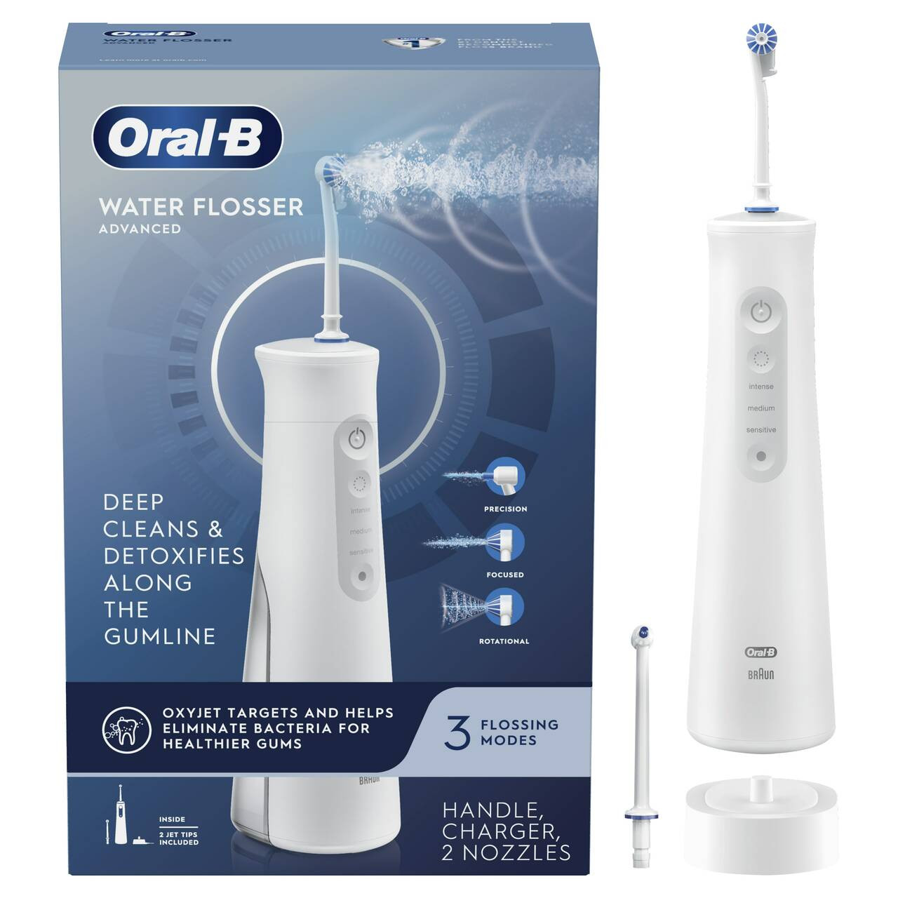 Oral-B Water Flosser Advanced, Portable Oral Irrigator Handle Accessoires Wit | BE_OB39004